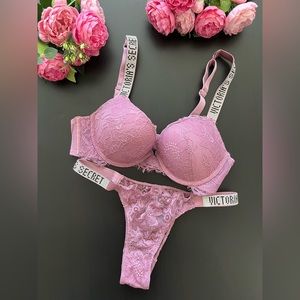 Victoria’s Secret lace set push-up bra with rhinestones
